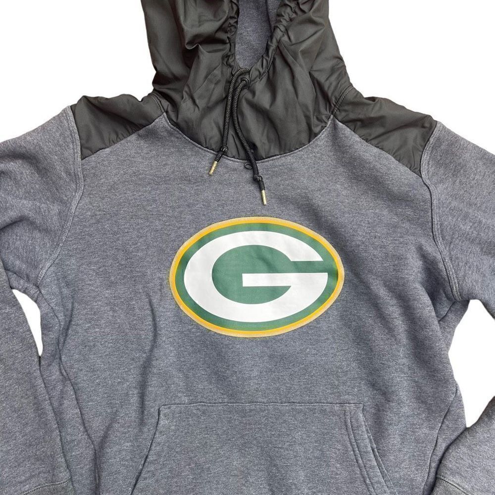 NFL TEAM APPAREL NIKE GREEN BAY PACKERS Grey Drawstring Hoodie Size Medium - Picture 3 of 11